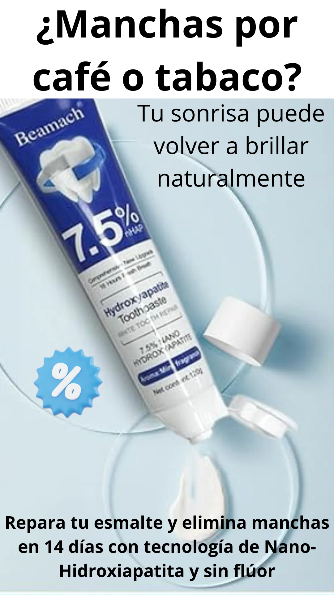 🦷Crema Dental con Hidroxiapatita  (7.5%) Beamach + SinFluor